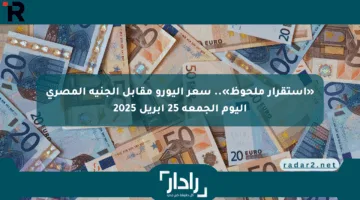 «استقرار ملحوظ».. سعر اليورو مقابل الجنيه المصري اليوم الجمعة 25 أبريل 2025